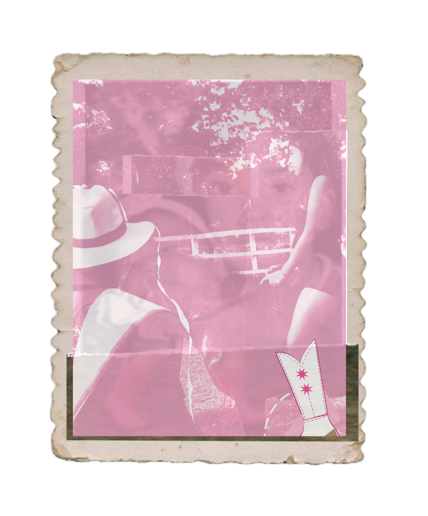 Fotografía en rosa: persona a caballo