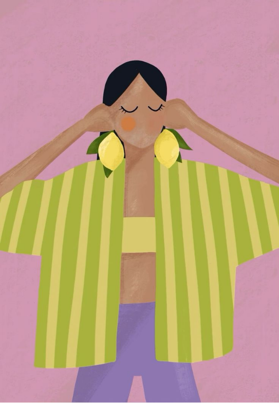 Ilustración: chica con aretes de limón