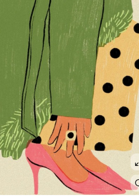 Ilustración: tacón rosa y pantalón verde