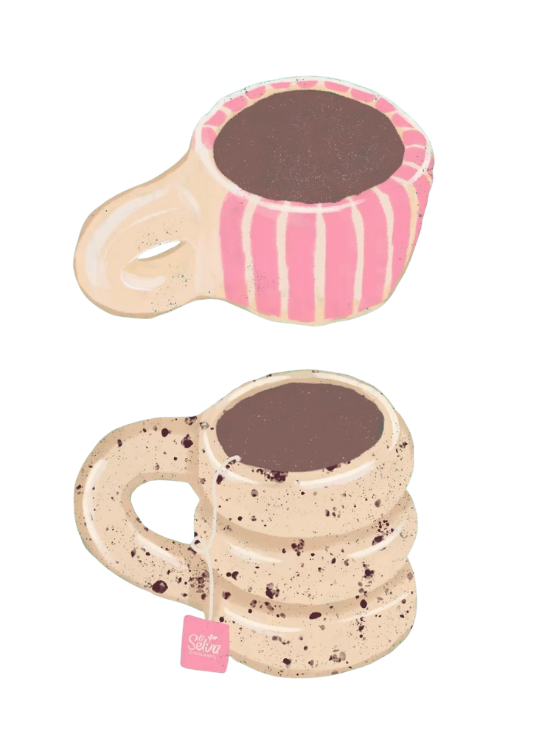 Tazas ilustradas rosadas