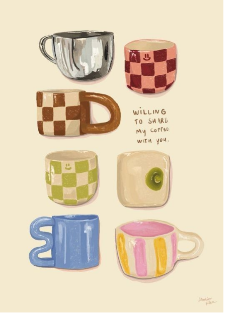 Colección de tazas ilustradas