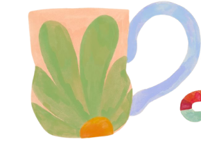Taza con hoja verde