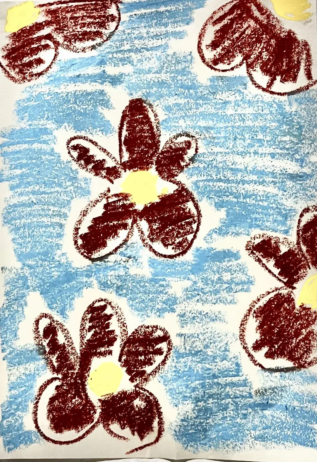 Dibujo de flores en crayola