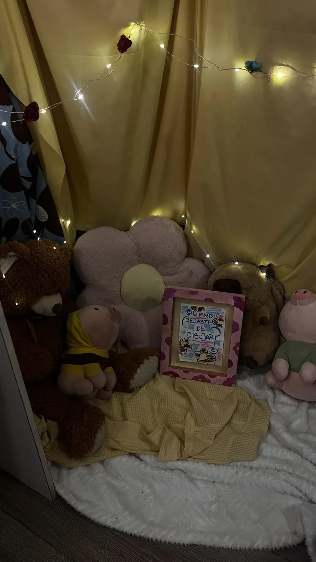 Los peluches y el cuadro dentro del fuerte