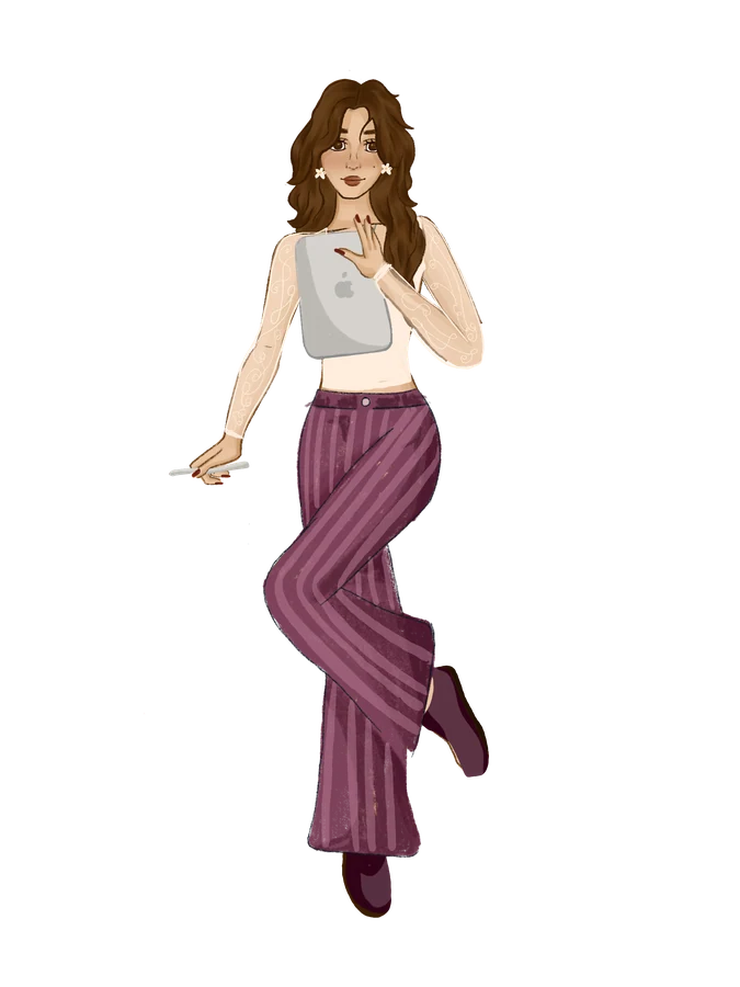 Ilustración de Majo con pantalón de rayas