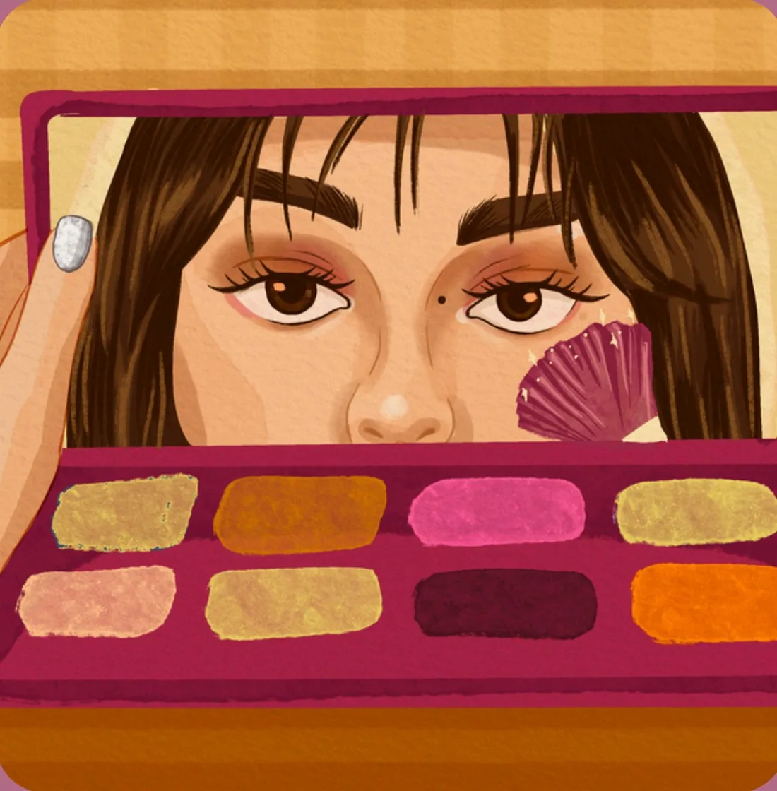 Ilustración de una paleta de maquillaje