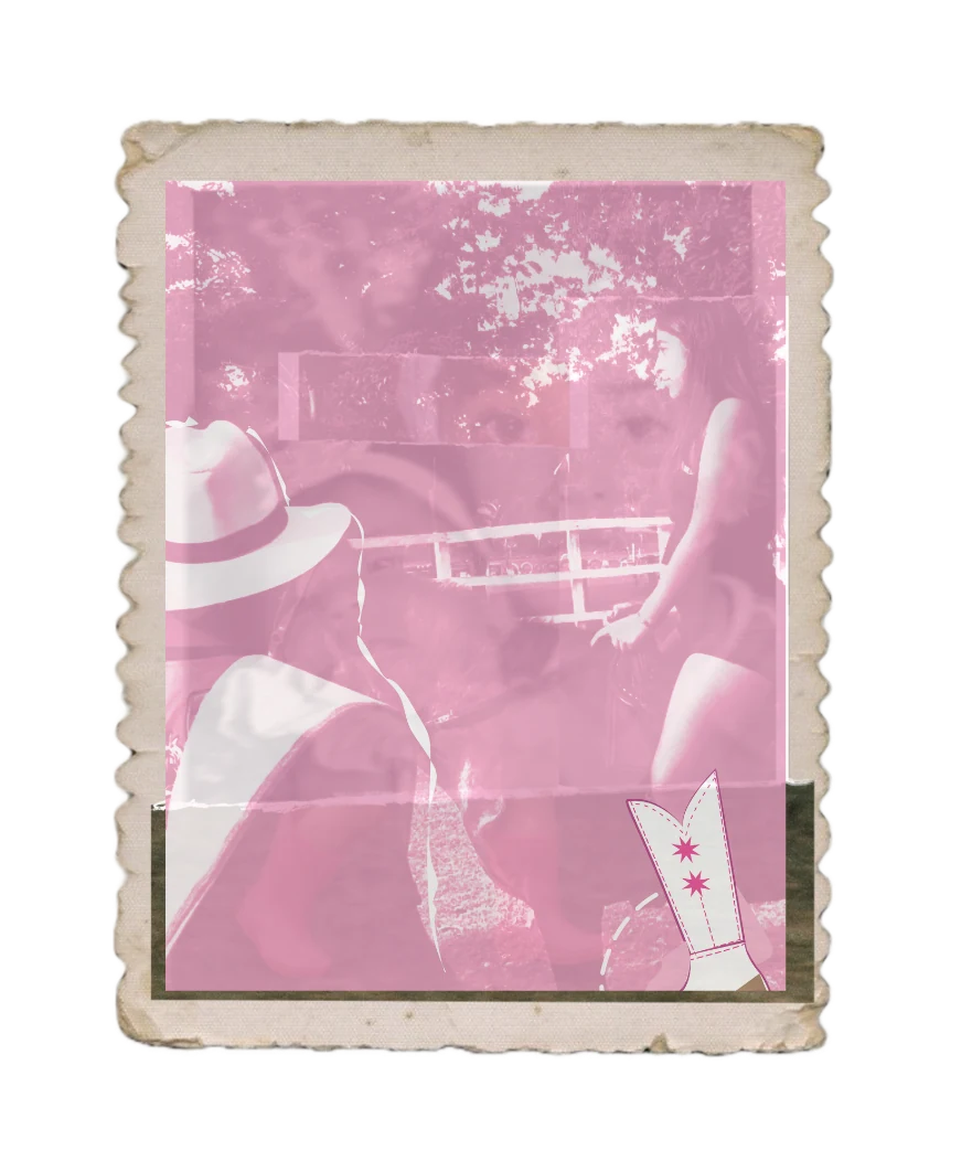 Fotografía en rosa: persona a caballo