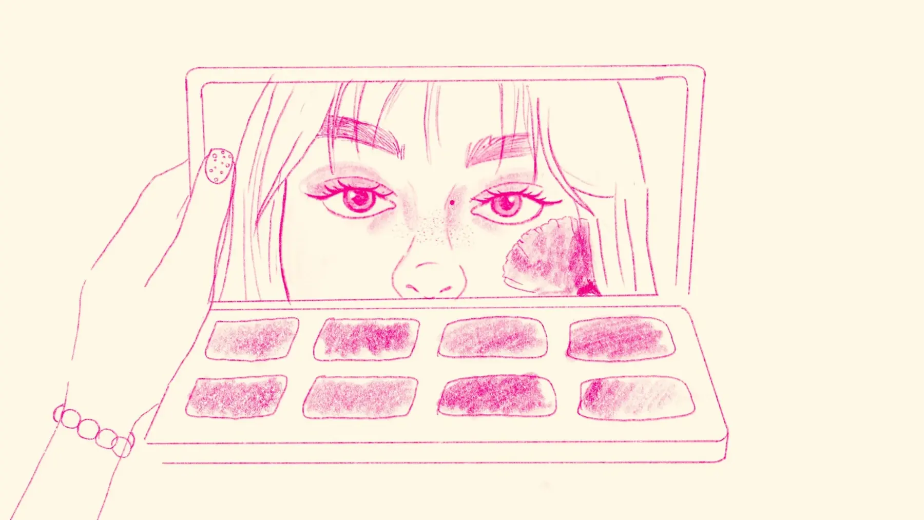 Boceto de la segunda escena: reflejo en la paleta
