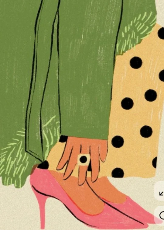 Ilustración: tacón rosa y pantalón verde